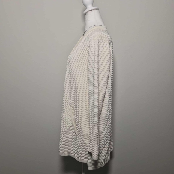 Eileen Fisher Textured Silk Blend Ivory Knit Costal Chic Open Cardigan MSRP $395 - Picture 5 of 13